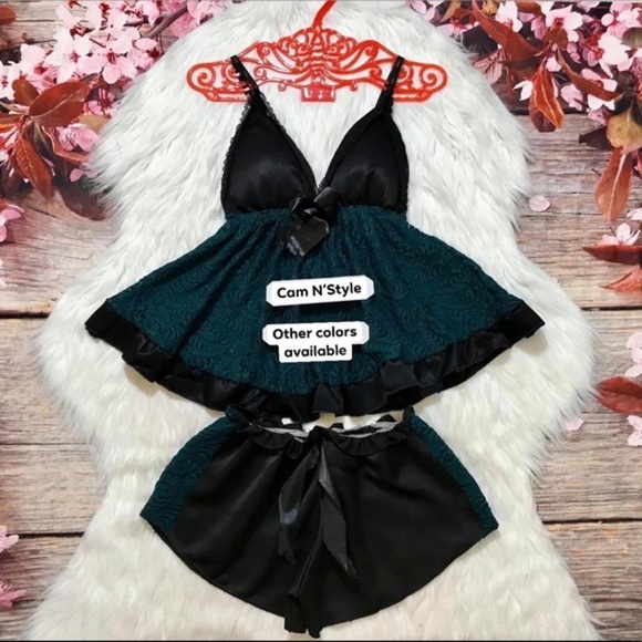 New sexy satin lace pajama set assorted color - Picture 4 of 7